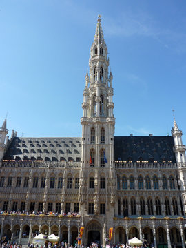 Gothic townhall on the Grand Place in Brussels