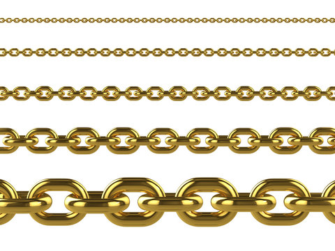 3d Gold Chains In Various Sizes