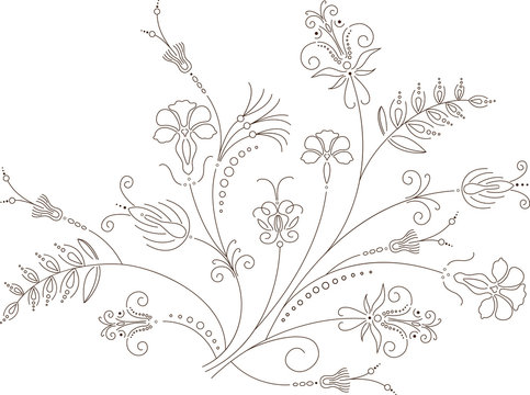 Vector flower design, floral ornament, plant pattern