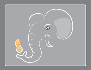 Abstract elephant outline with peanut