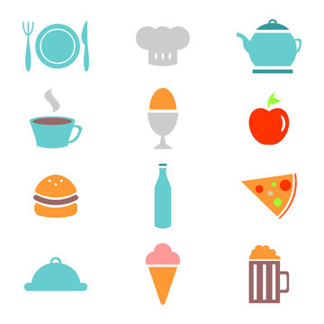 Colorful food icons set