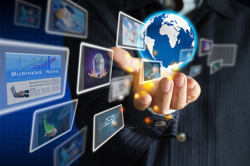 hand holding world of business collection