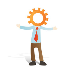 Businessman with engine on white background