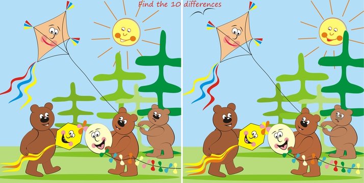 bears and kites-find 10 differences