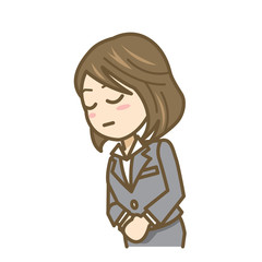 ビジネスウーマン　女性　表情　イラスト　お辞儀