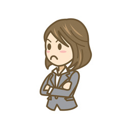 ビジネスウーマン　女性　表情　イラスト　怒る