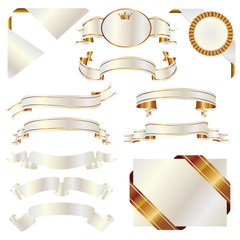 set of white and gold ribbon