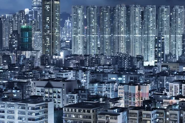 Abwaschbare Fototapete Nacht in der Stadt Hongkong © leeyiutung