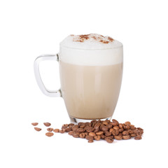 cup of latte isolated on white
