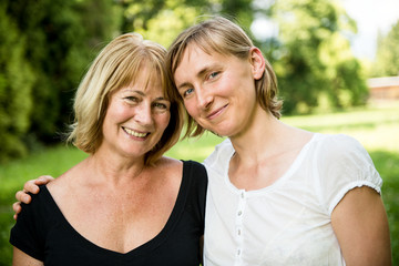 Senior mother with child portrait