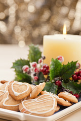 Christmas cookies, short bread in festive setting
