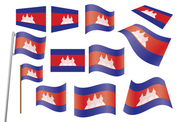 set of flags of Cambodia vector illustration