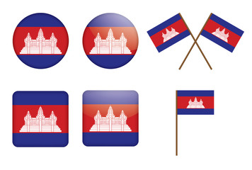 set of badges with flag of Cambodia vector illustration