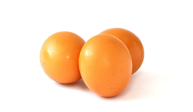 Fresh eggs isolated on white background