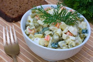 Russian traditional salad olivier