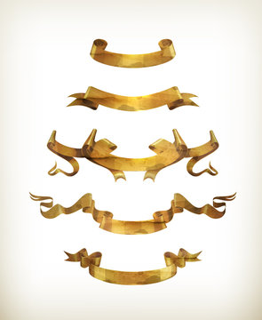 Gold ribbons, old-style vector isolated