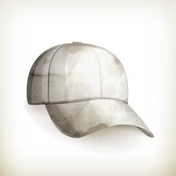 White baseball cap, old-style vector isolated