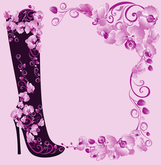Stiletto high heels with orchids