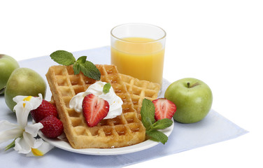 light breakfast isolated on white