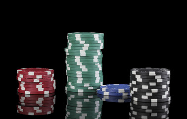 Casino chips isolated on black