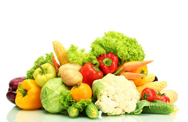 Fresh vegetables isolated on white