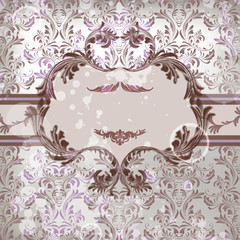 Vector damask background with floral calligraphic frame