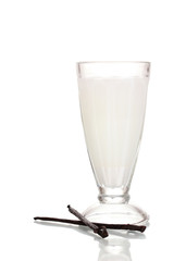 Vanilla milk shake isolated on white