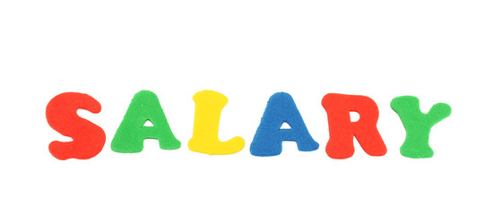 Inscription Salary of English letters, isolated on white