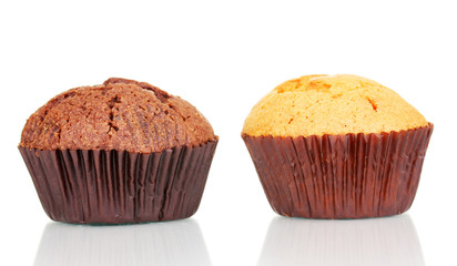 Fresh muffins isolated on white