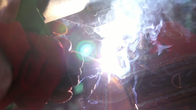 Welding and bright sparks