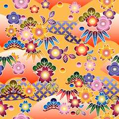 紅型　背景　松　竹　梅