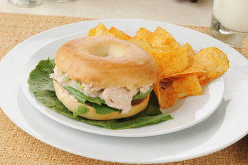 Tunafish bagel sandwich