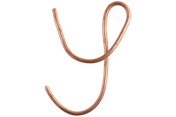 Copper metal wire in the form of letter Y, modern US calligraphy