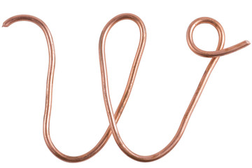 Copper metal wire in the form of letter W, modern US calligraphy