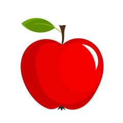 Red apple with leaf - vector illustration