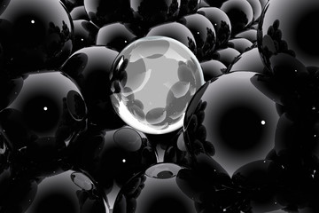 Composición abstracta con esferas y burbujas - 44102722