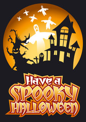 Have a Spooky Halloween Graphic & Flying Ghosts