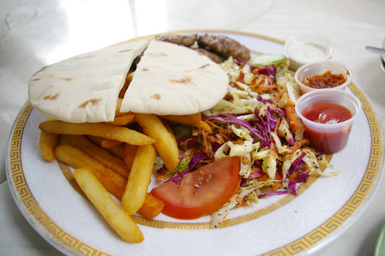 Kebab on table, Tukish food.