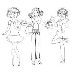 three cute fashion girls