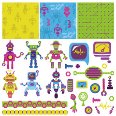 Scrapbook Design Elements - Cute Little Robots Collection
