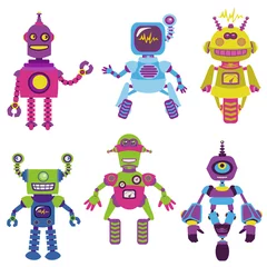Deurstickers Schattige kleine Robots-collectie - voor uw ontwerp of plakboek © wooster