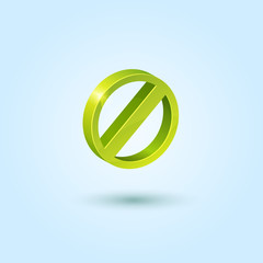 Green forbidden symbol isolated on blue background