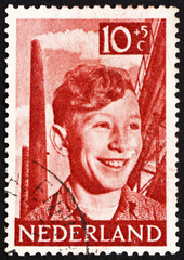 Postage stamp Netherlands 1951 Boy, Chimneys and Steelwork