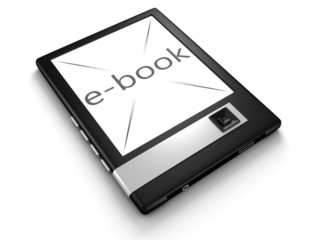 3d concept e-book gadget on white background