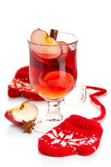 Hot red drink with apple and spice