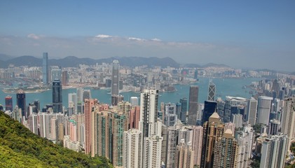 Fototapeta na wymiar vue sur hong kong depuis le pic victoria
