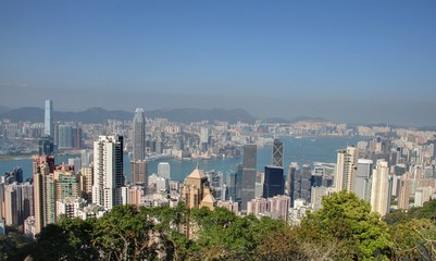 Naklejka premium vue de hong kong depuis le pic victoria