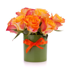 Orange rose bouquet in vase