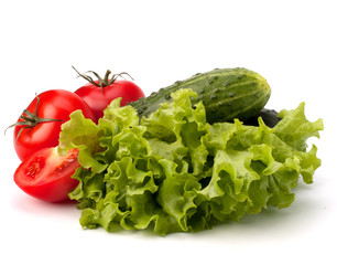 Tomato, cucumber vegetable and lettuce salad
