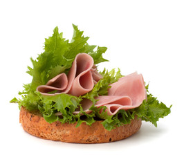 healthy sandwich with vegetable and smoked ham